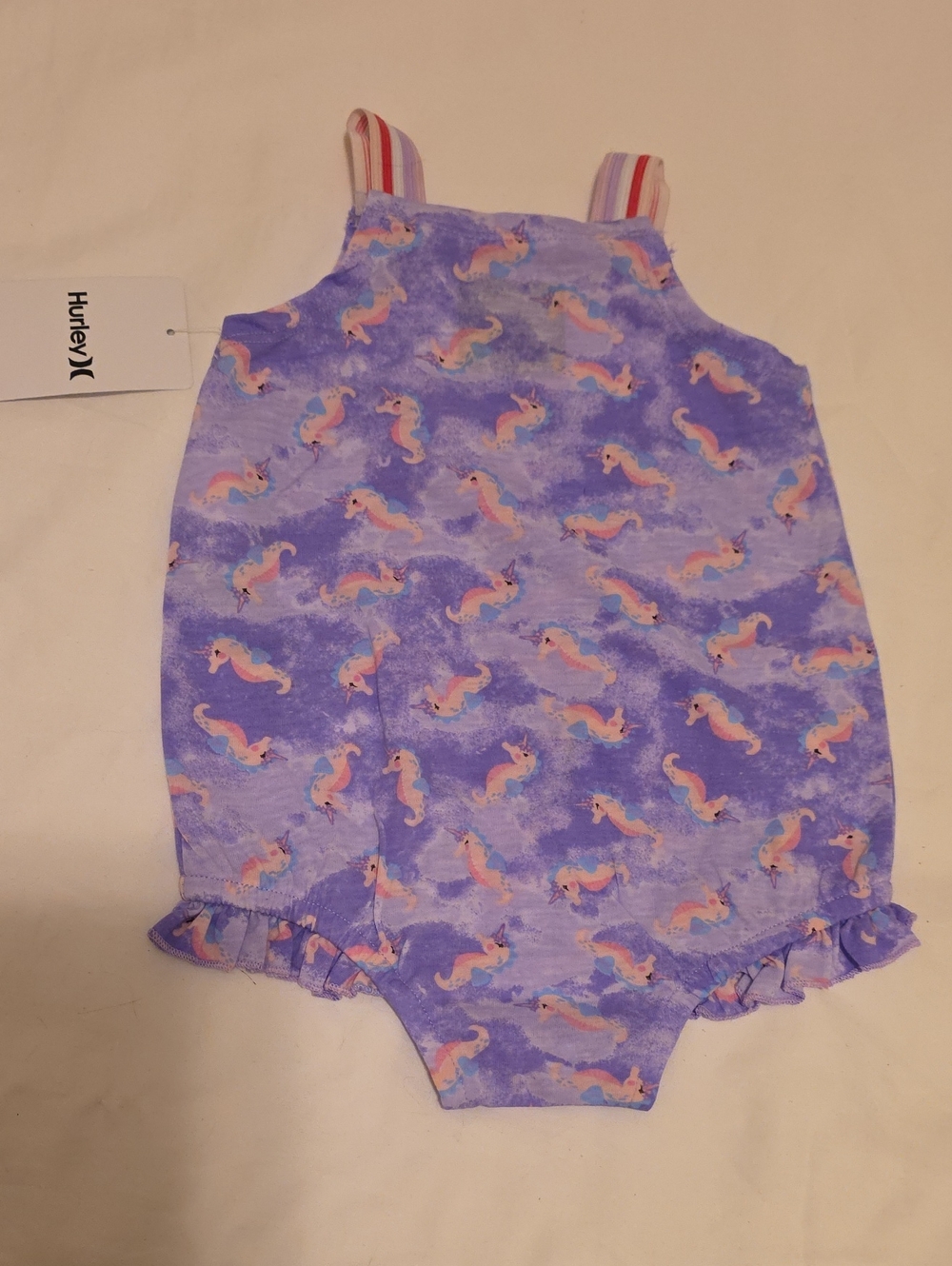 Hurley Girls Seahorse Print Romper - Purple & Pink